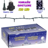 Vianočné vonkajšie LED osvetlenie 120 LED studená biela IP44