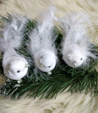 Vianočná ozdoba biele vtáčiky 15 cm 3 ks