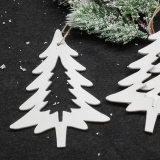 Vianočná ozdoba drevený stromček biely 15 cm