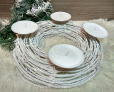 Biely prútený adventný vianočný veniec 35 cm
