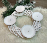 Adventný prútený vianočný veniec biely 25 cm