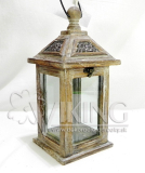 Hnedý drevený lampášik 33 cm