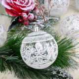 Transparentné vianočné gule s dekorom 6 ks 8 cm