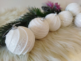Luxusné biele vianočné gule 8 cm 6 ks