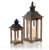 Hnedé drevené lampáše 57 cm