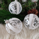 Číre vianočné gule s ornamentmi 6 ks 6 cm