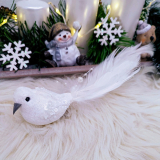 Biely vtáčik na štipci 20 cm