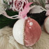 Ružovo biela vianočná guľa 8 cm