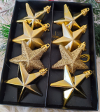 Zlaté hviezdy na vianočný stromček 8 ks