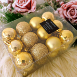 Zlaté guličky na vianočný stromček 24 ks 3 cm