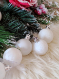 Vianočné gule biele tri druhy 12 ks 4 cm