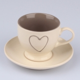 Porcelánová šálka s podšálkou srdiečko 200 ml