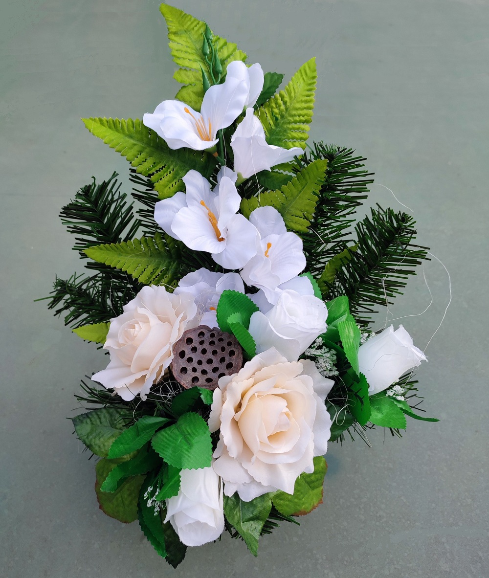 Ikebana na hroby smotanová 40 cm