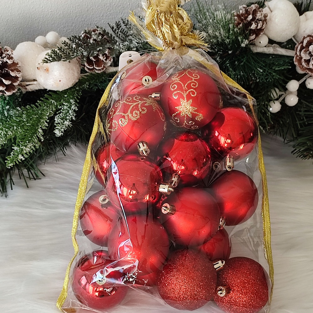 Vianočné ozdoby červené set 20 ks 6 cm