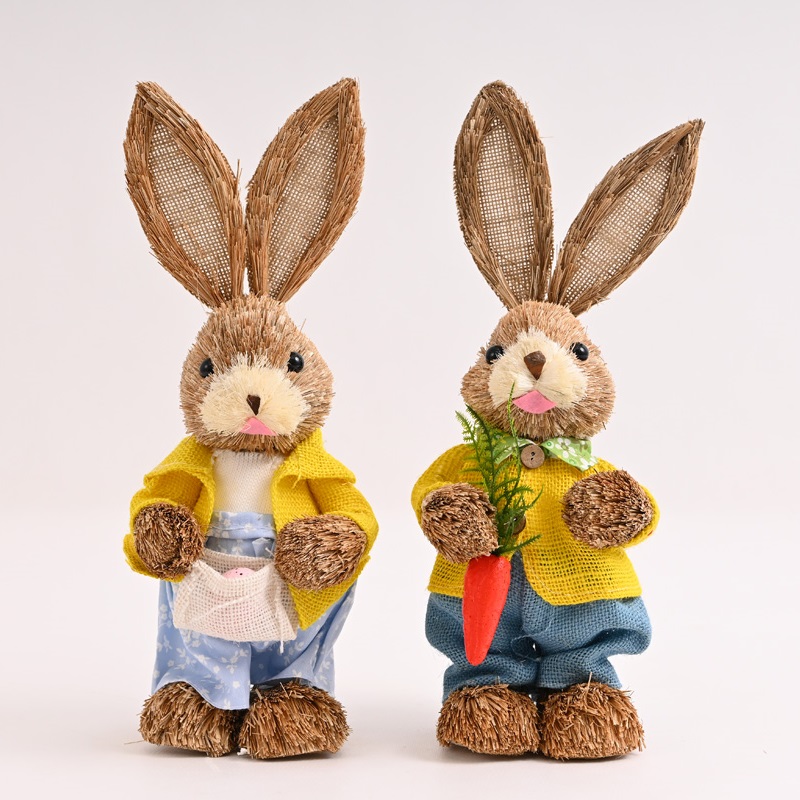 Jarná slamená dekorácia zajac 35 cm