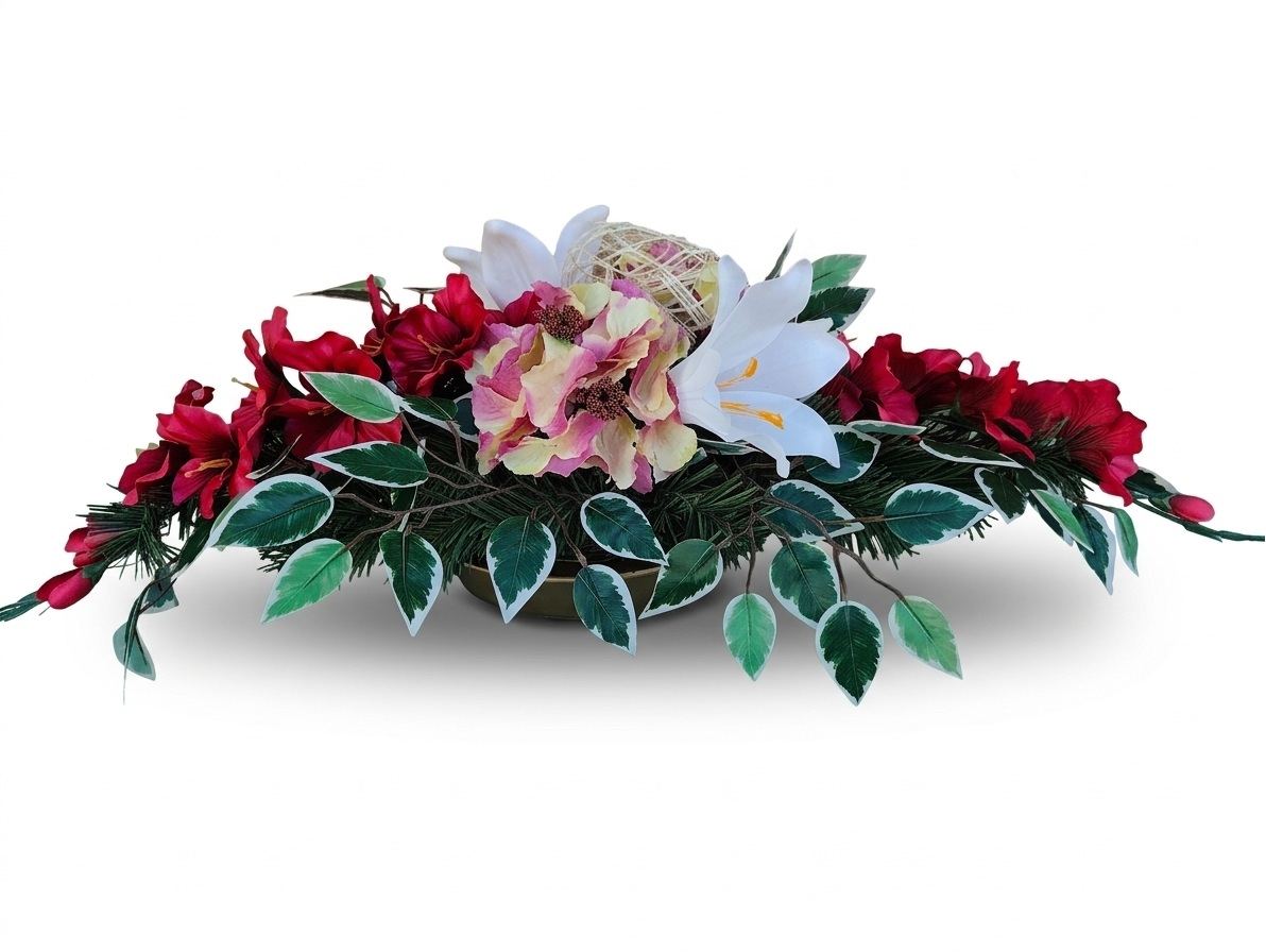 Smútočná ikebana na hroby červená 95 cm