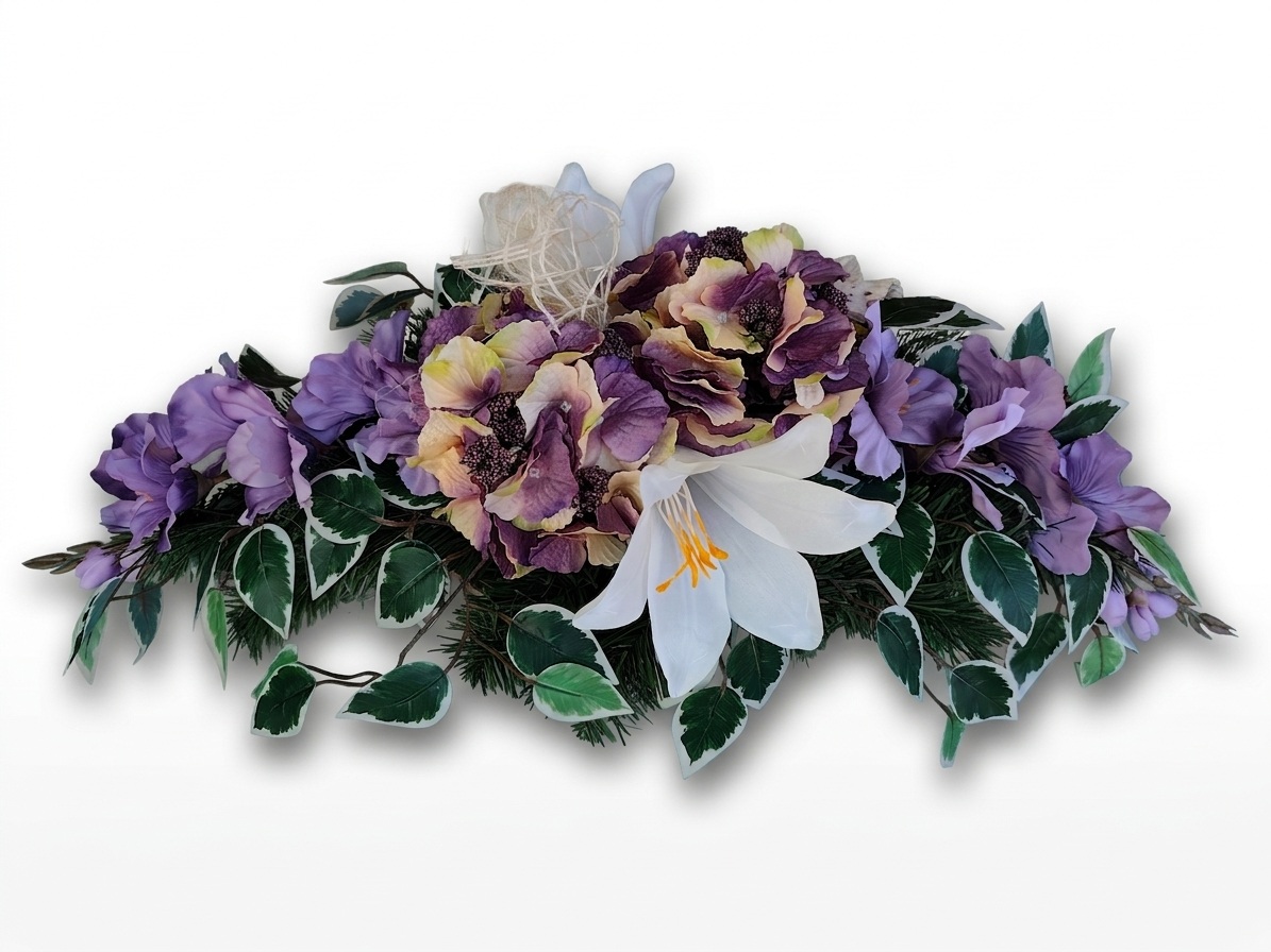 Smútočná ikebana na hroby fialová 95 cm