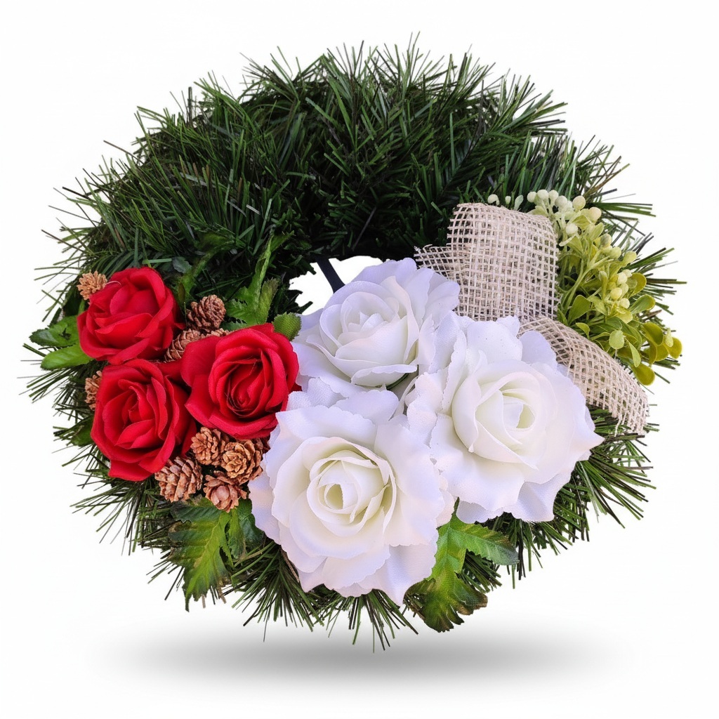 Dušičkový veniec červený 40 cm