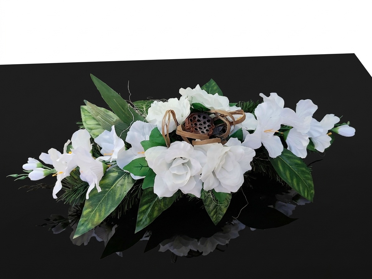 Veniec na hroby biely 86 cm