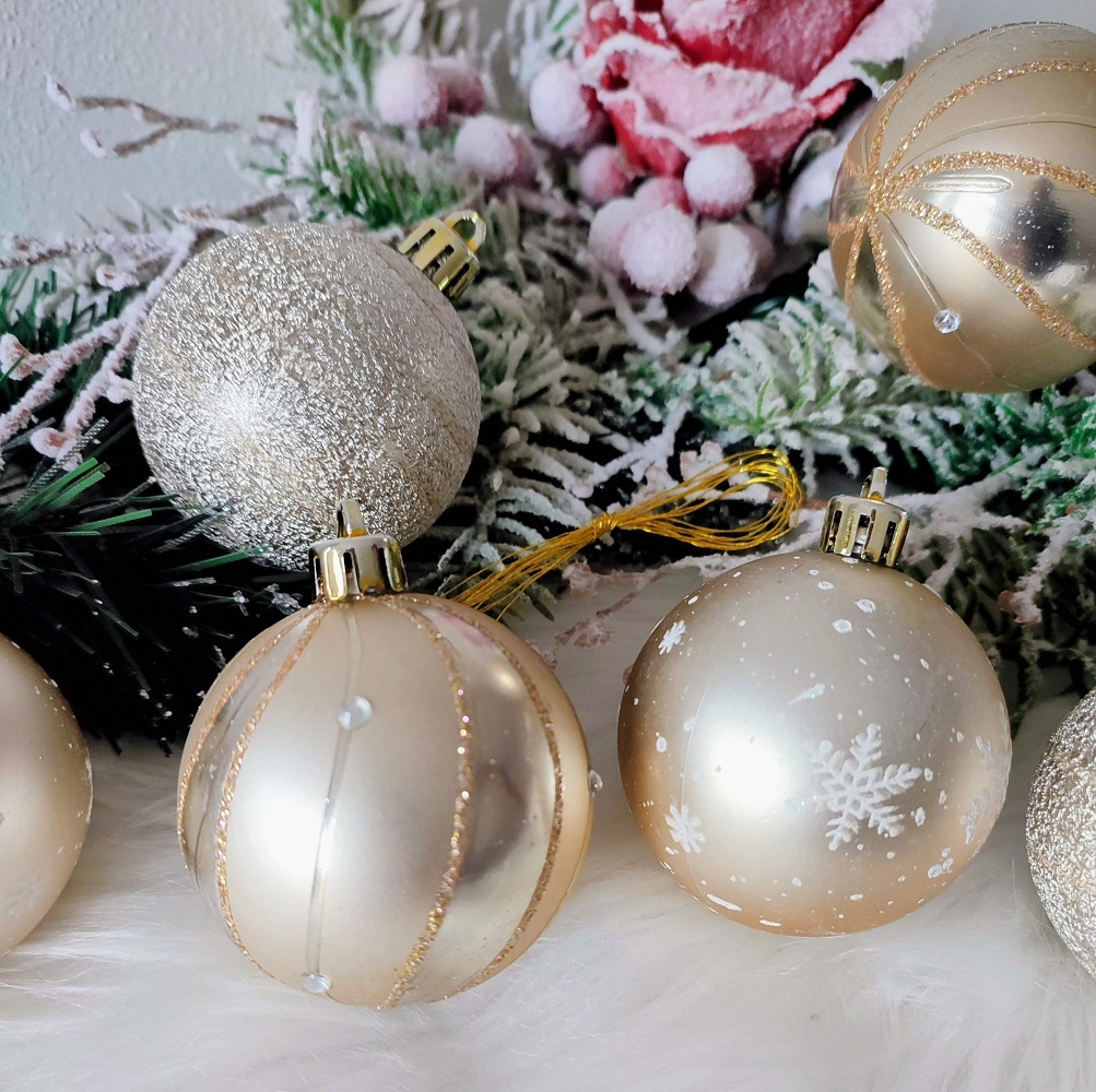 Vianočné ozdoby zlatá champagne 6 ks 6 cm