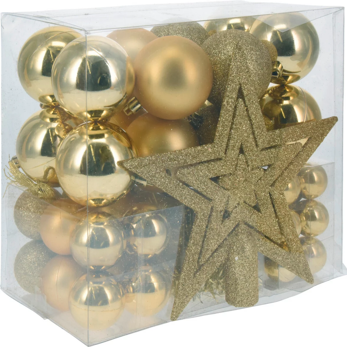 Set zlatých ozdôb na stromček 54 ks