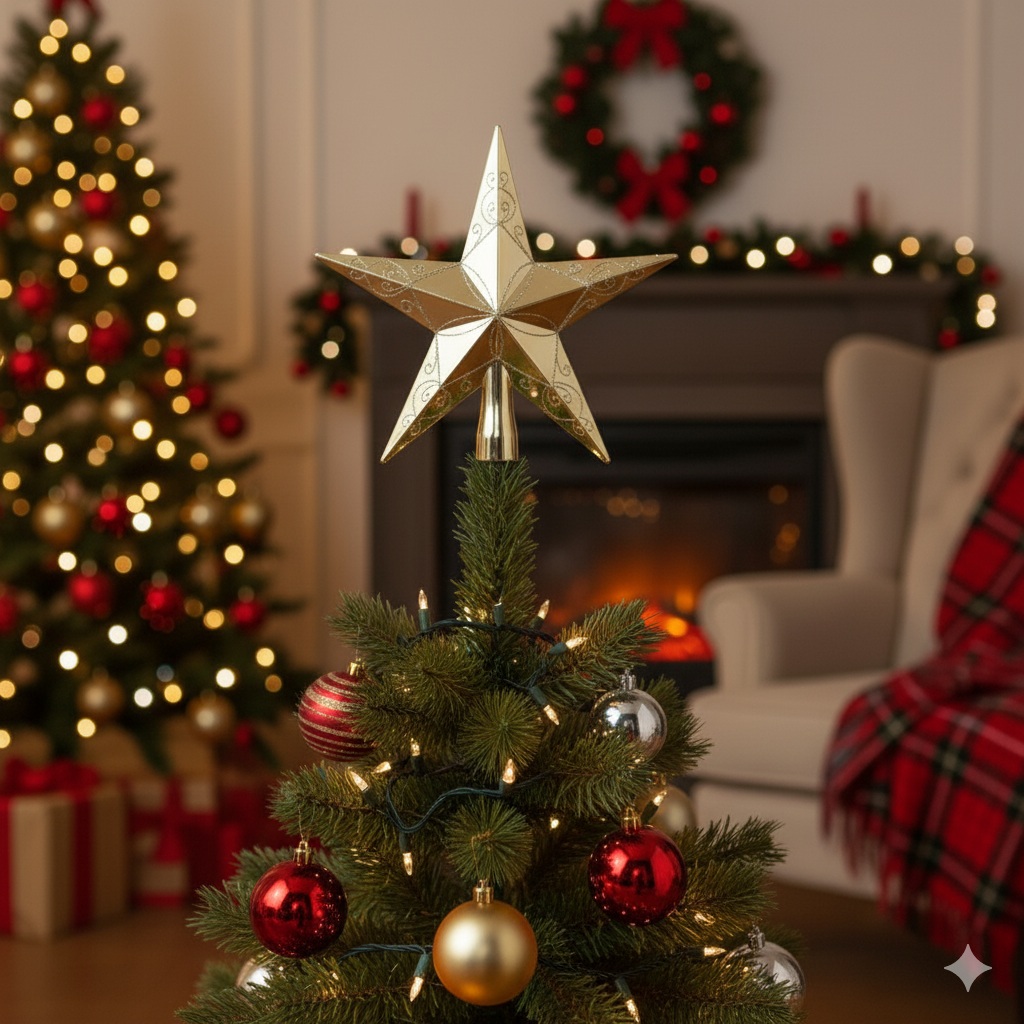 Špic na stromček zlatá hviezda 20 cm