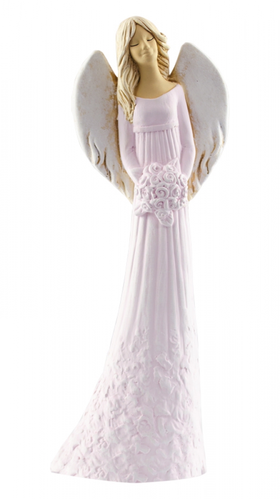 Soška anjela Sára ružová 31 cm