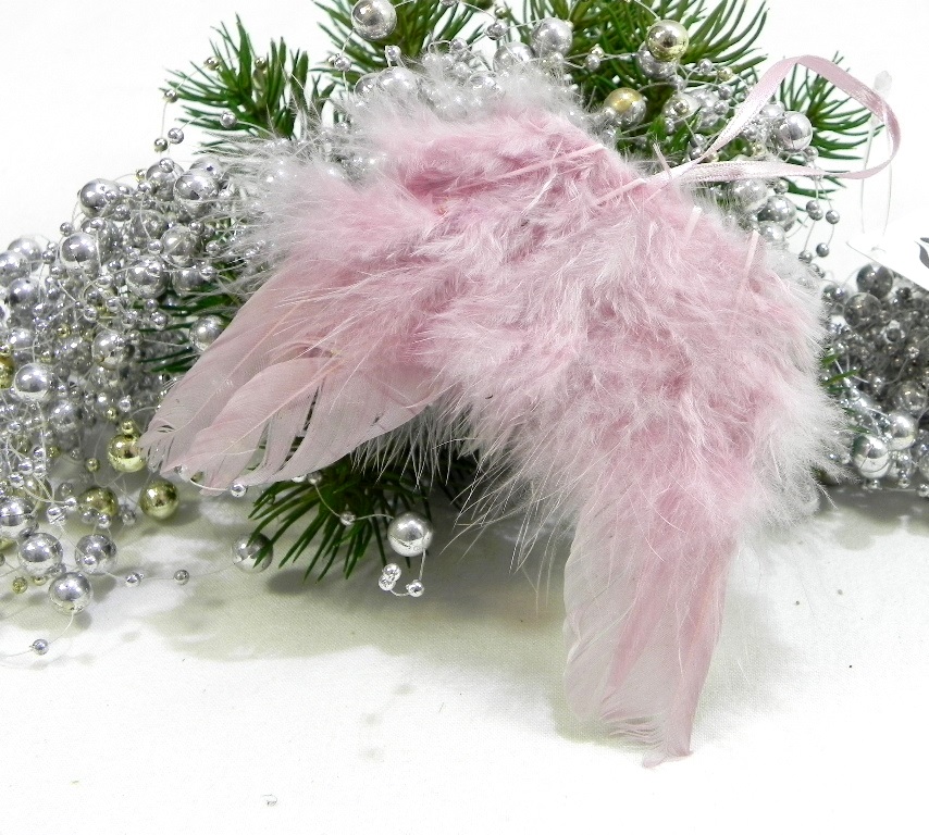 Vianočná ozdoba anjelské krídla ružové 11 cm
