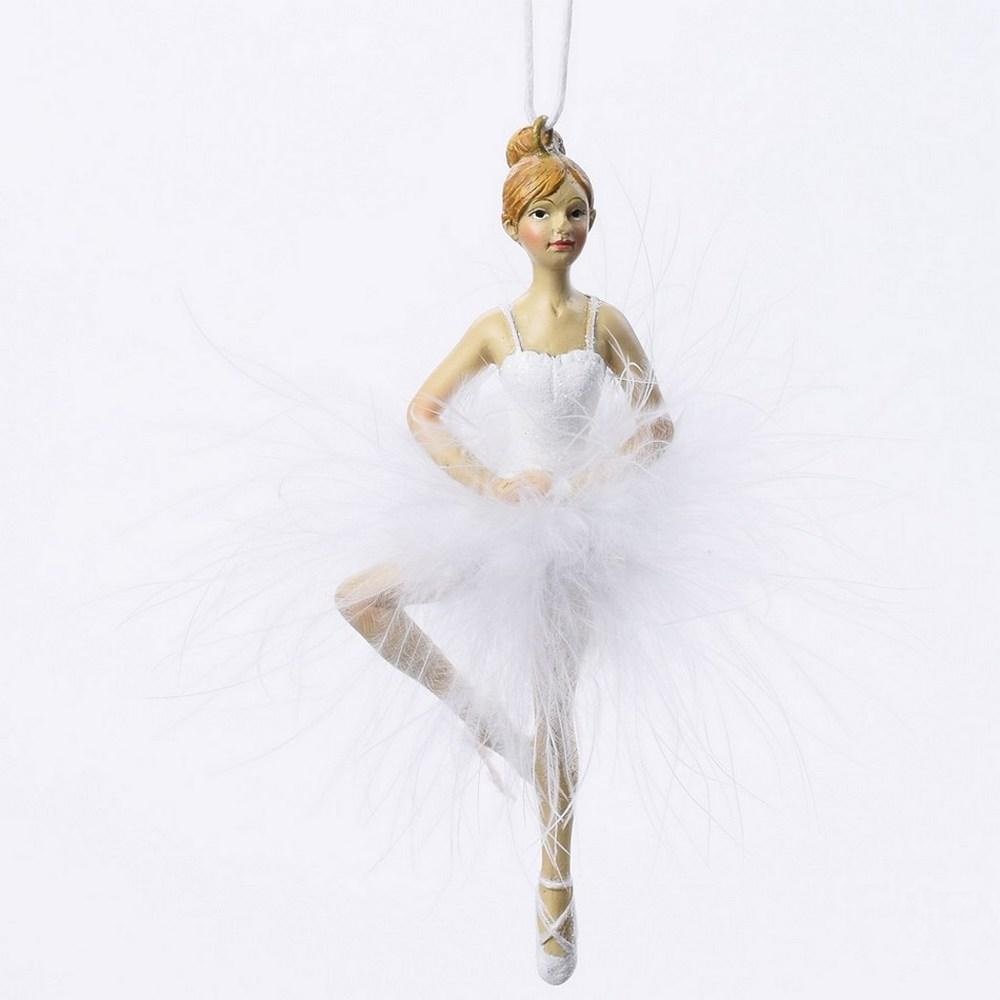 Vianočná ozdoba biela baletka 13 cm