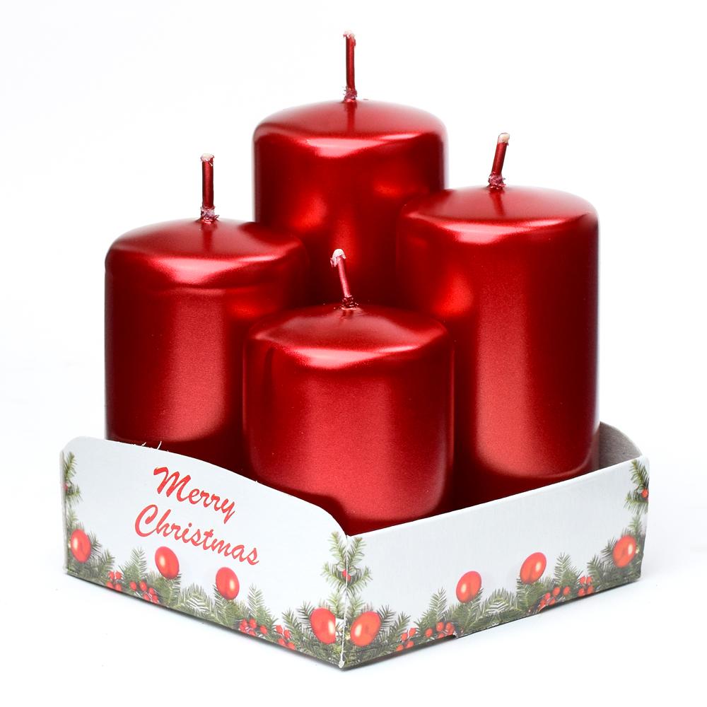 Vianočné adventné sviečky postupné červené