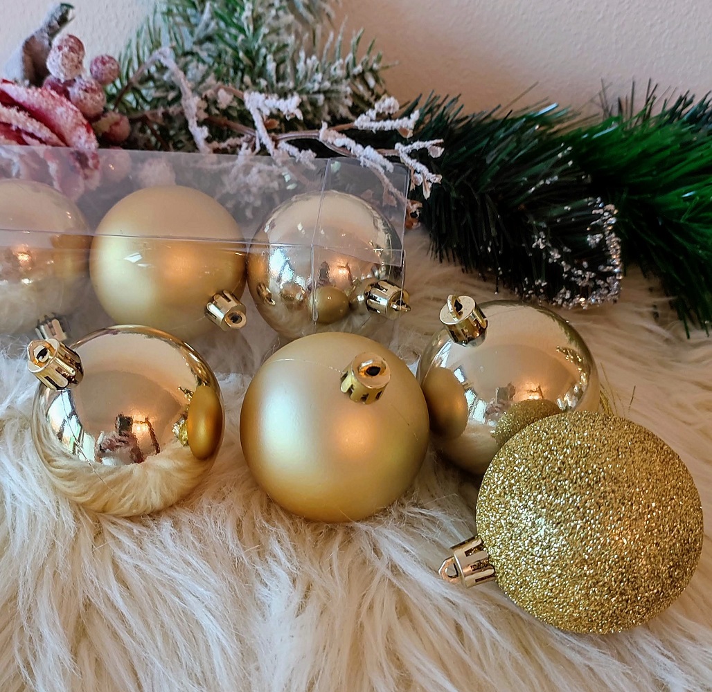 Zlaté vianočné ozdoby na stromček 9 ks 6 cm