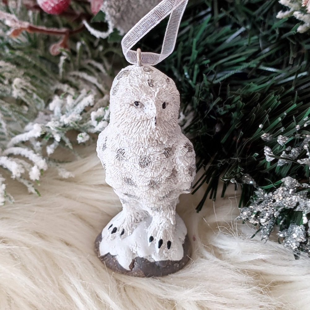 Vianočná dekorácia biela sova