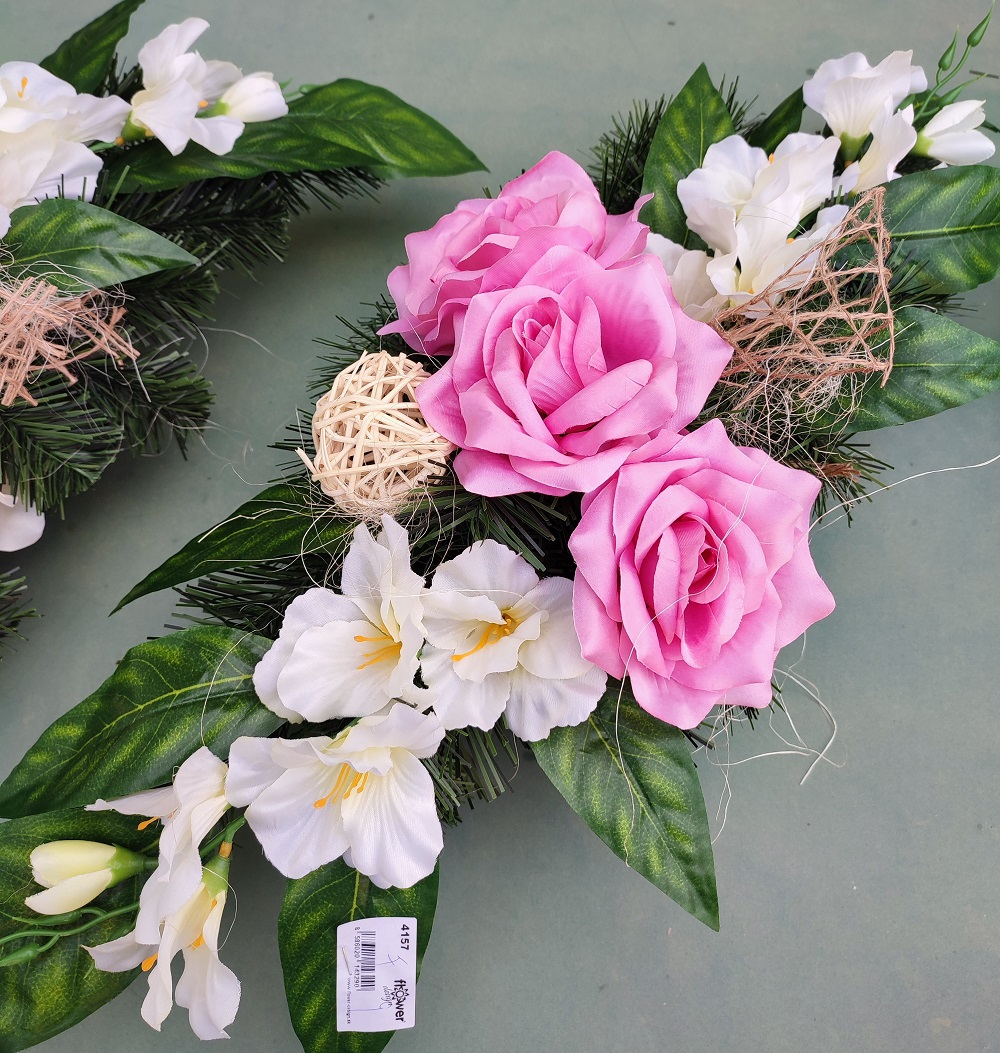 Smútočná ikebana ružová 60 cm