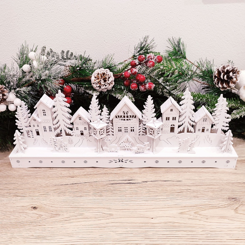 Vianočný drevený LED svietnik na okno 45 cm