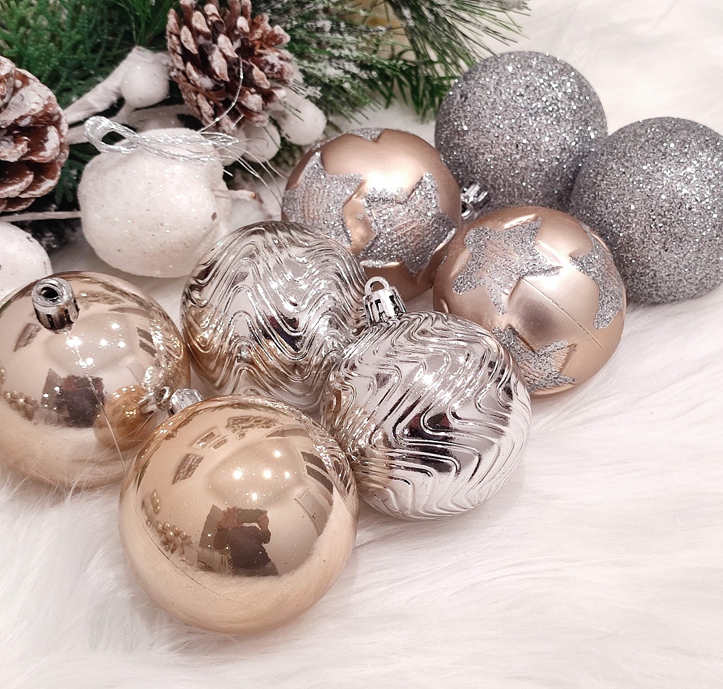 Vianočné gule šampaň 8 ks 6 cm