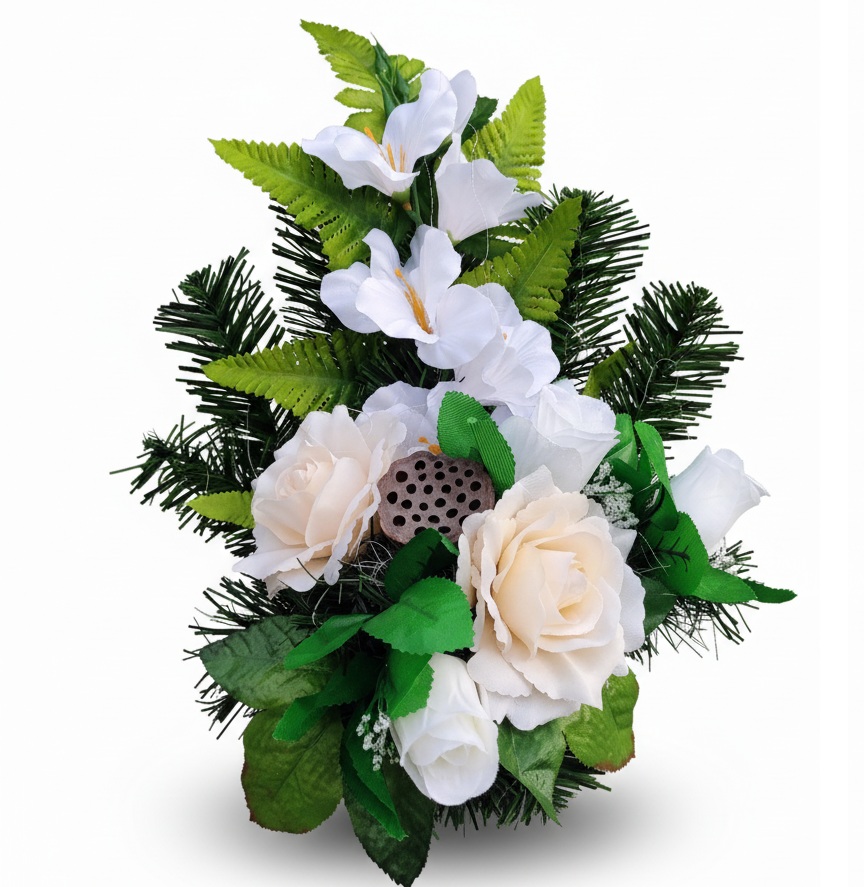 Ikebana na hroby smotanová 40 cm