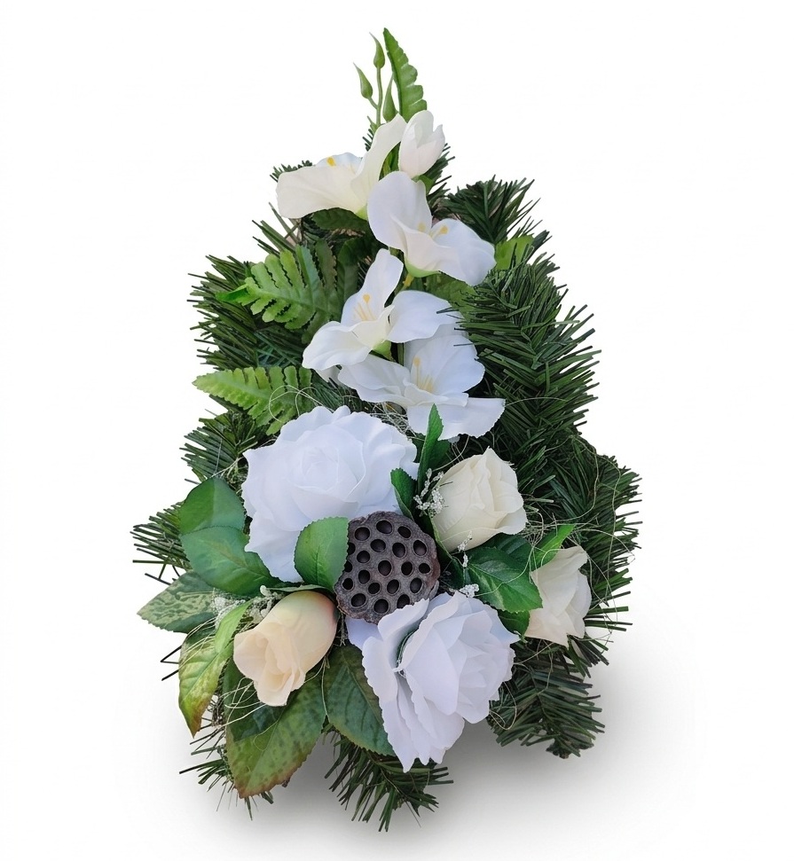 Ikebana na hroby smotanová 40 cm