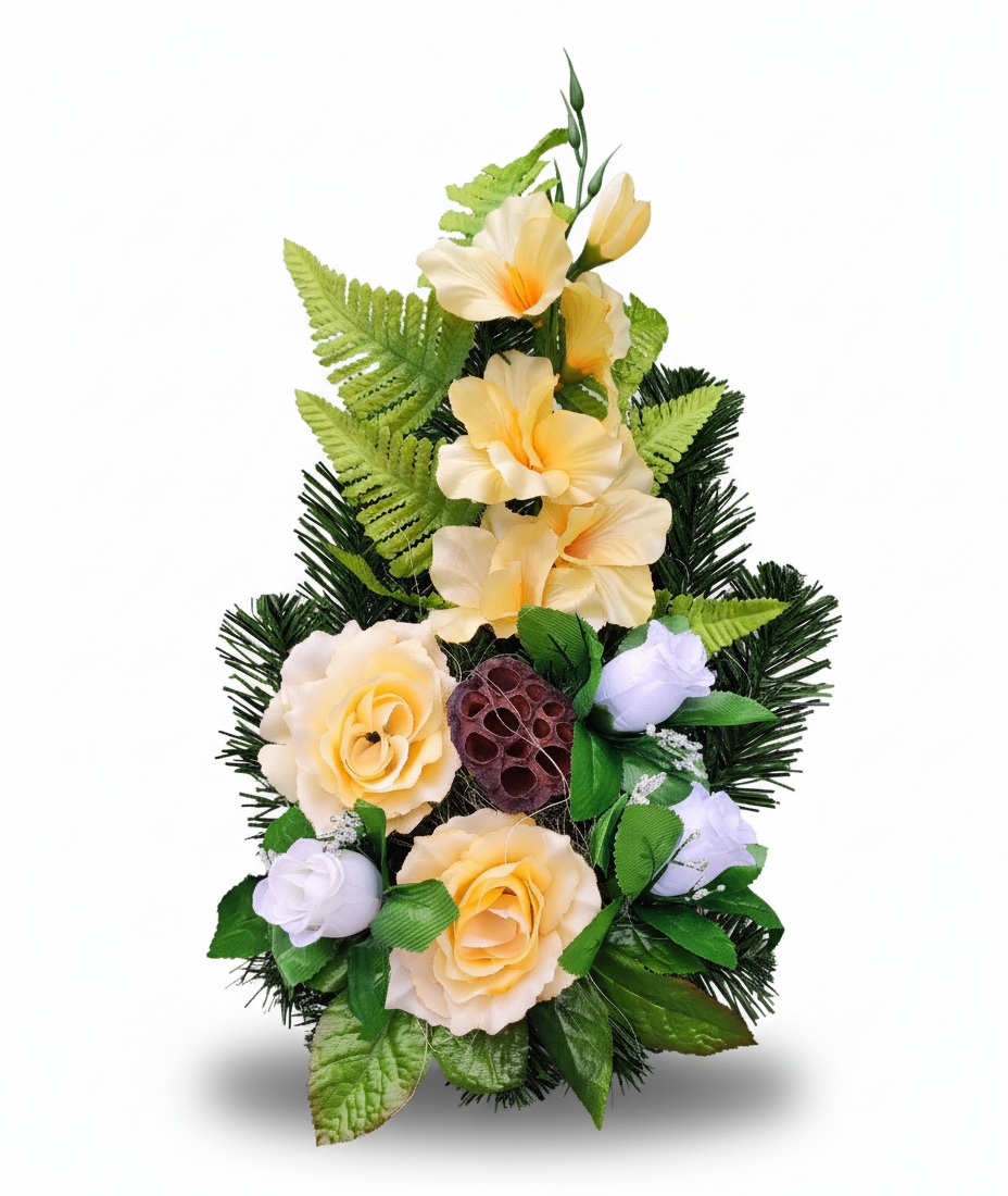 Ikebana na hroby smotanová 40 cm