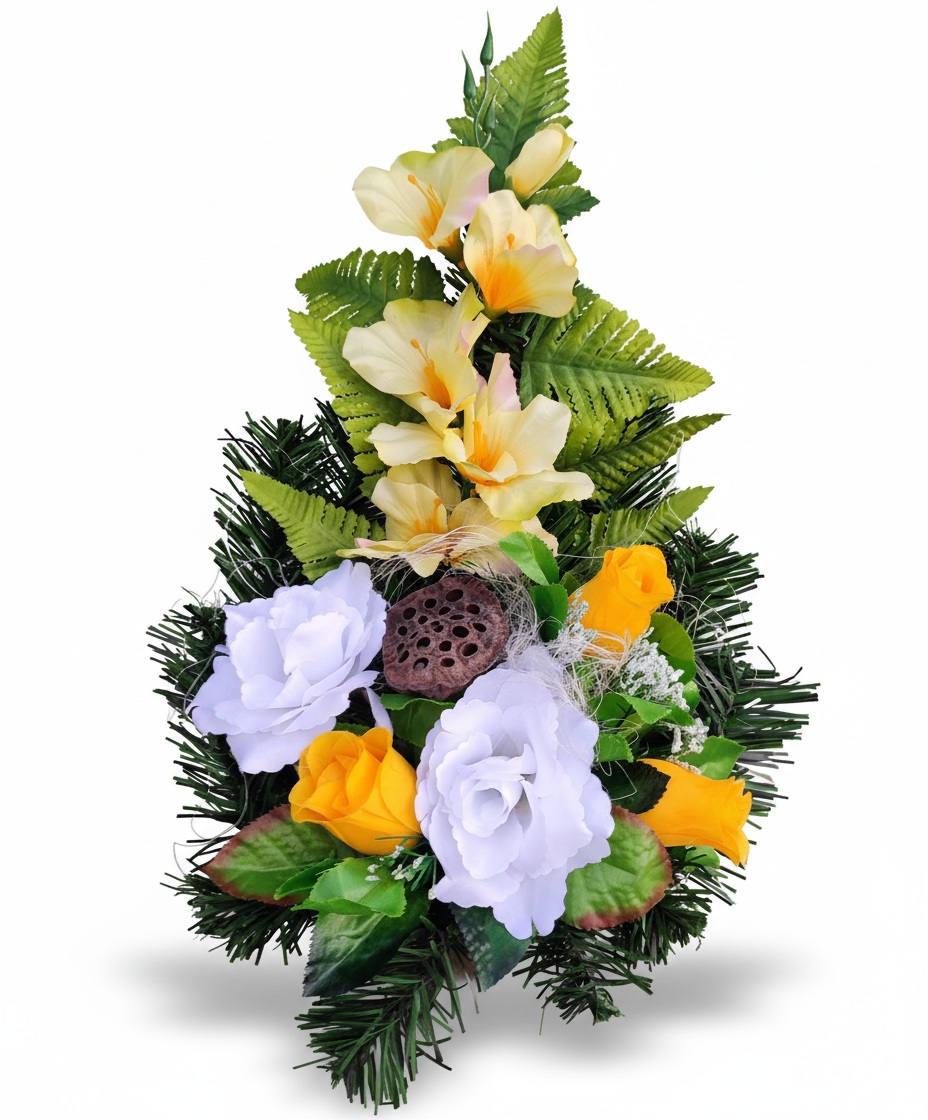 Aranžmán na hroby žltý 40 cm