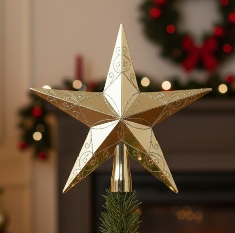 Špic na stromček zlatá hviezda 20 cm