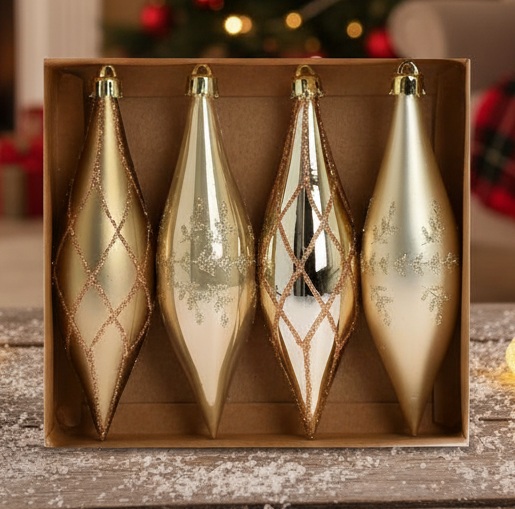 Zlaté slzy na vianočný stromček 14 cm