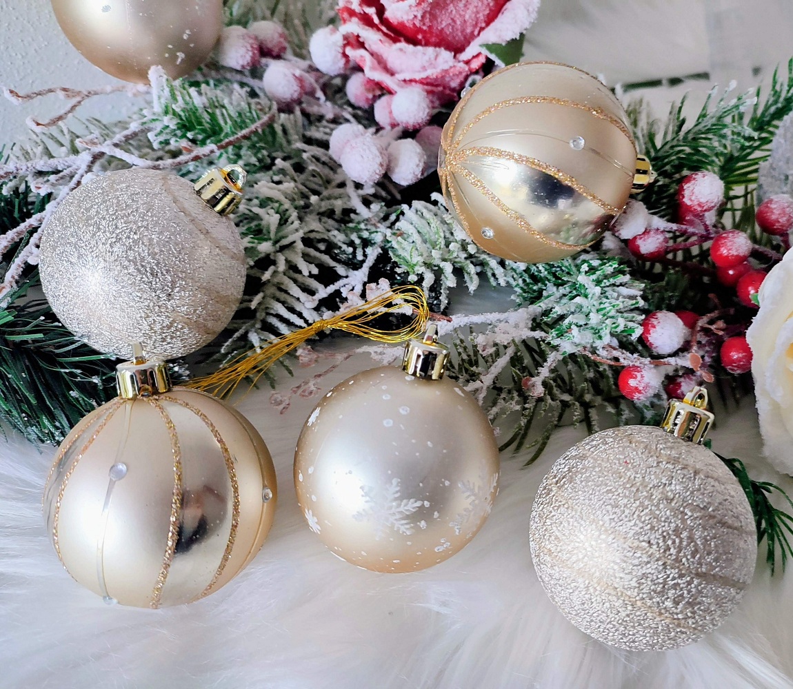 Vianočné ozdoby zlatá champagne 6 ks 6 cm