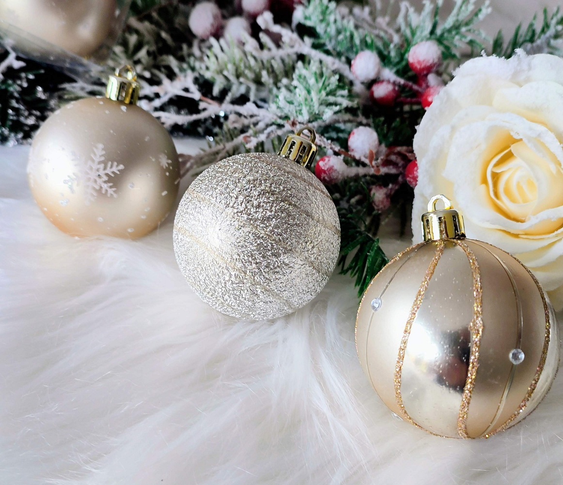 Vianočné ozdoby zlatá champagne 6 ks 6 cm