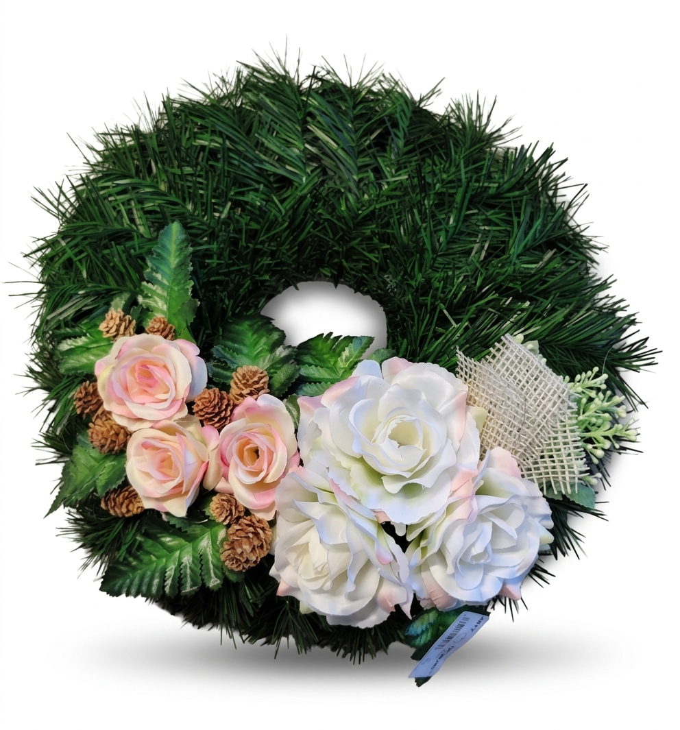 Veniec na hroby broskyňová 40 cm