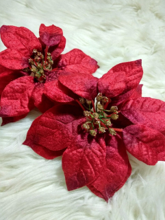 Vianočná ruža na stromček červená 2 ks 17 cm