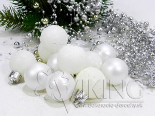 Vianočné guličky biele tri druhy 12 ks 3 cm
