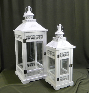Biele drevené lampáše 70 cm