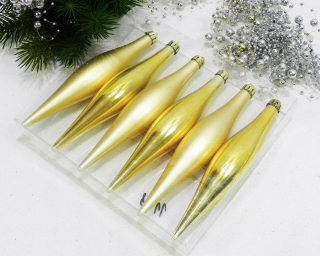 Ozdoby na vianočný stromček zlaté slzy 6 ks 16 cm