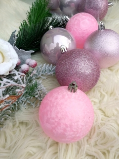 Veľké ružové vianočné gule 8 ks 8 cm