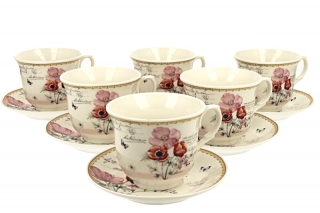 Porcelánová súprava šálky s tanierikmi 6+6